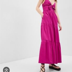 GAP Tie Front Cutout Maxi Dress size M magenta